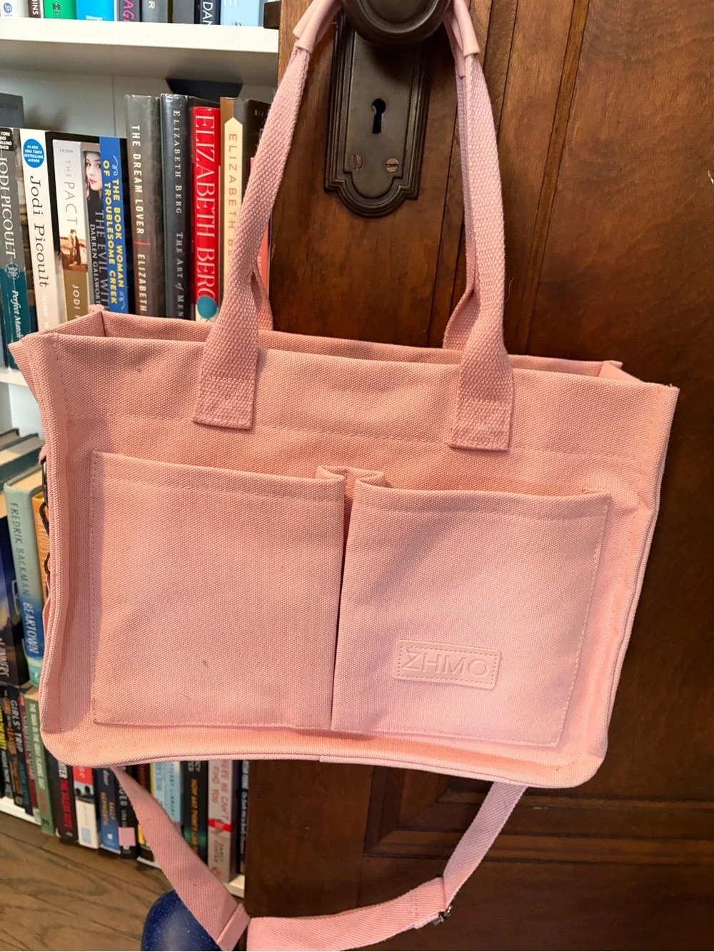 Canvas Tote Organizer Bag in Light Pink - ZHIVO Style